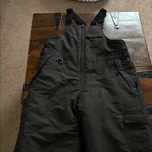Black Insulated Bib Overall Snow Pants